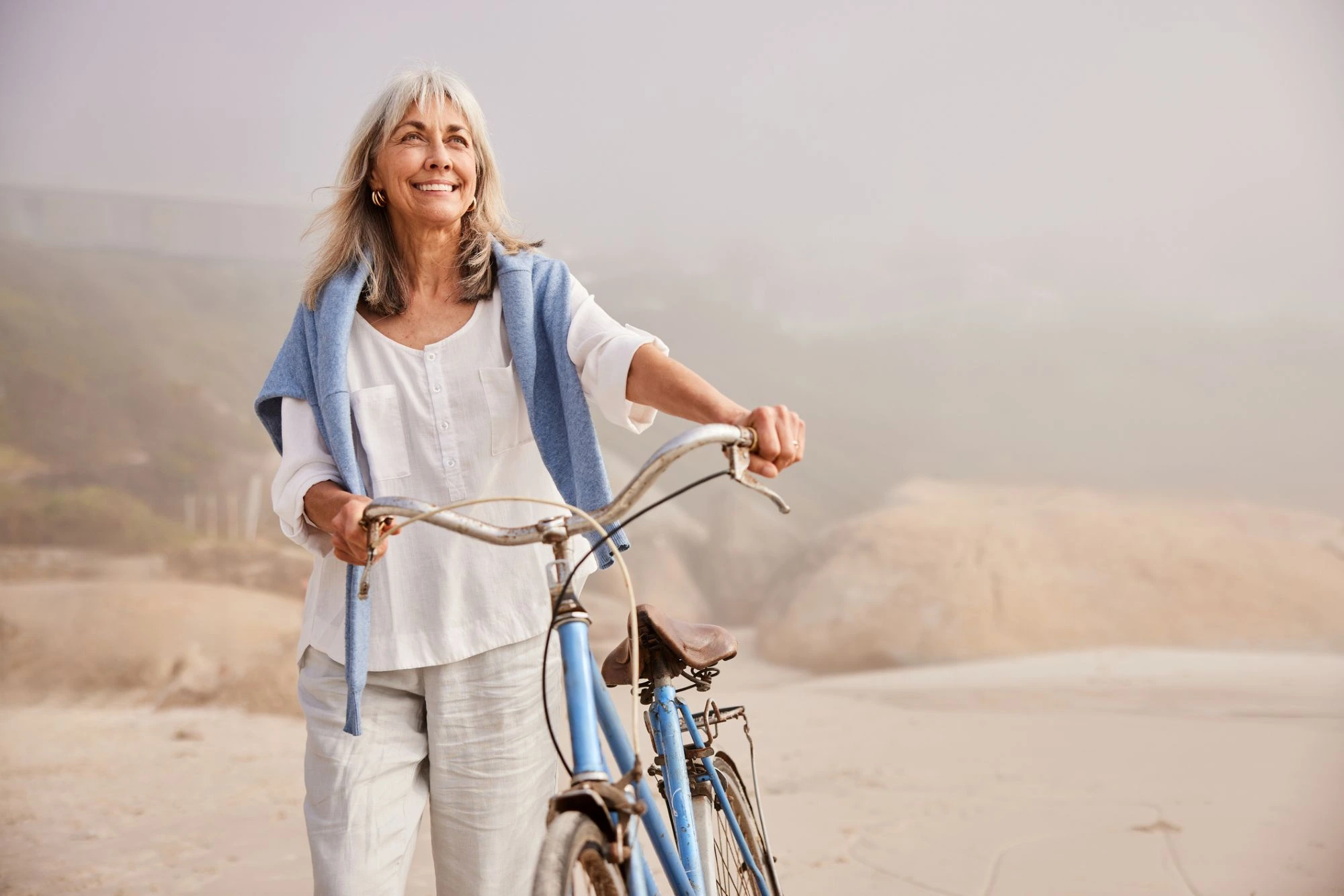 older lady on a bike