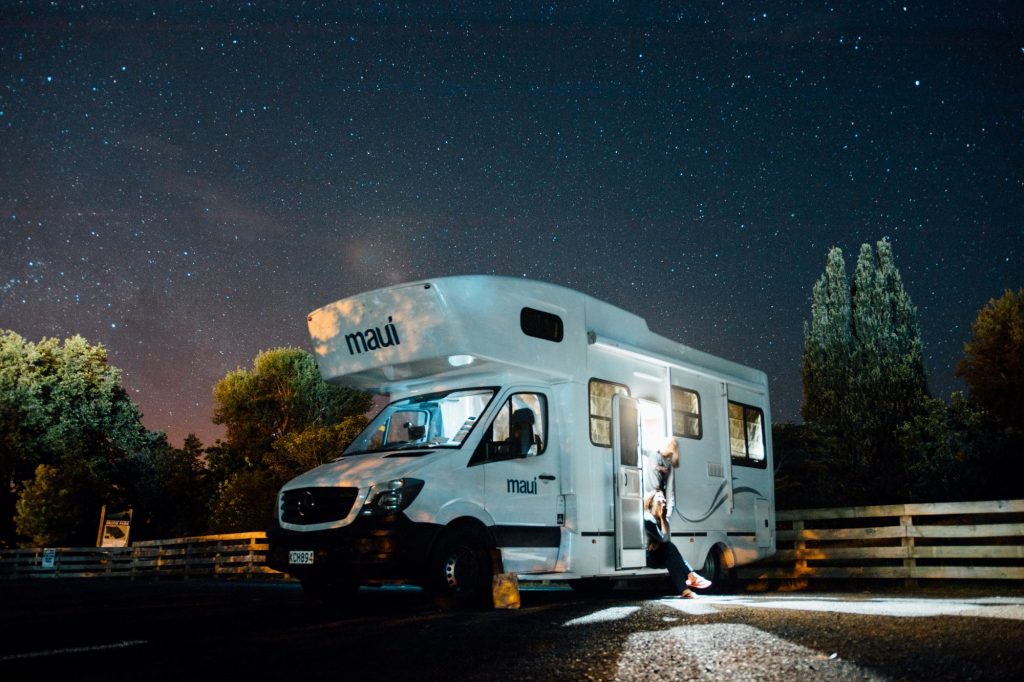 rv under starlit sky