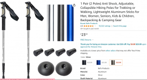 Anti Shock, Adjustable, Collapsible Hiking Poles, $23.99 screenshot