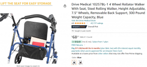 Drive Medical 4 Wheel Rollator Walker With Seat screenshot