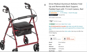 Drive Medical Aluminum Rollator Fold Up, $76.99 screenshot