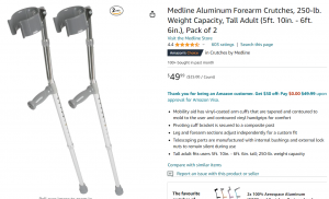 Medline Aluminum Forearm Crutches, $49.99 screenshot