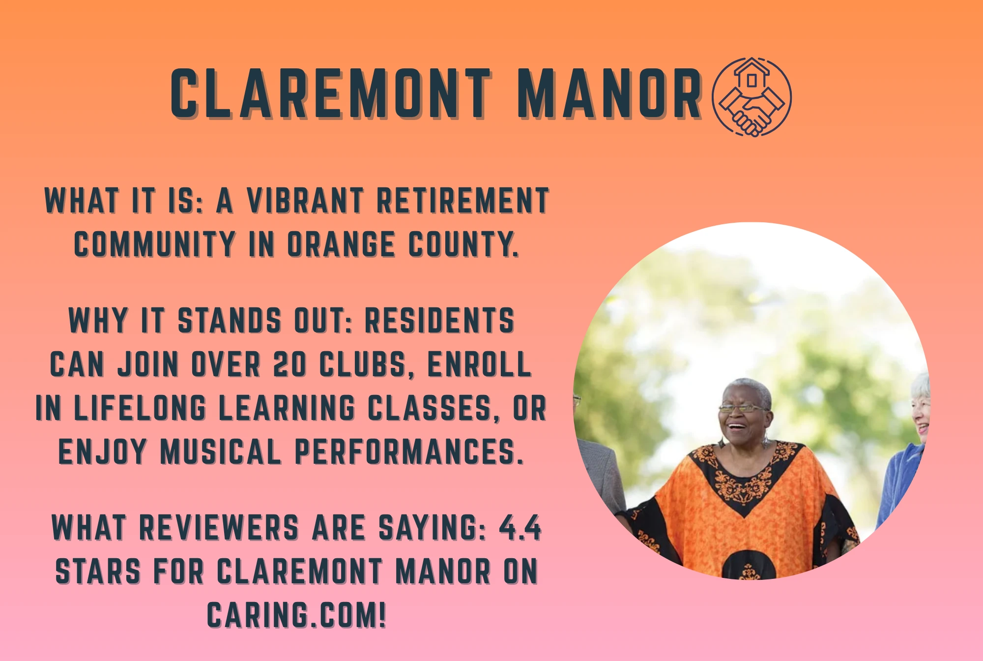 Claremont Manor retirement community on orange county california los angeles california