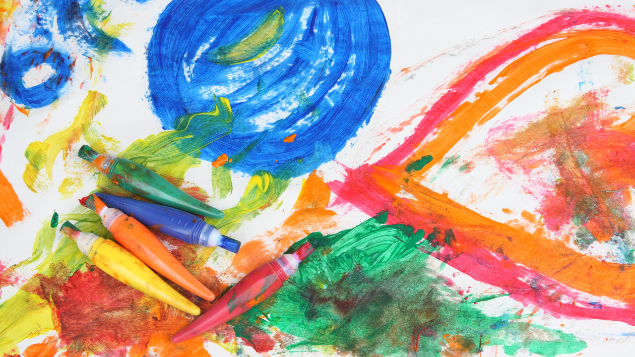 kid art, painting and paint markers