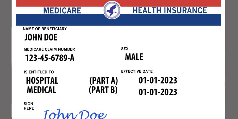 Medicare card, large, with the name John Doe, just an example of a Medicare card