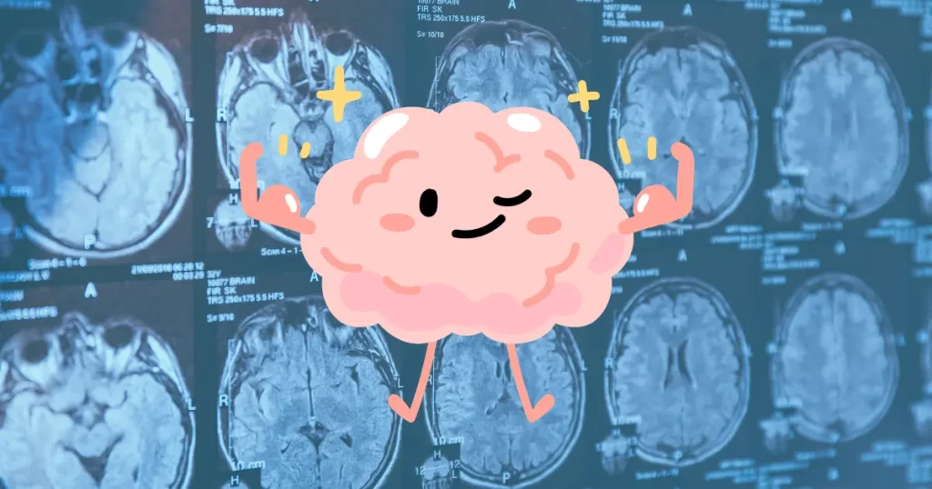 strong brain with brain scans in the background