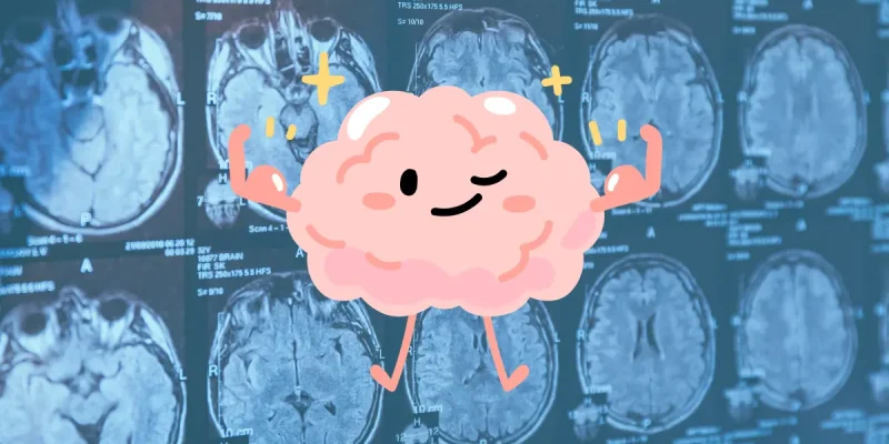 strong brain with brain scans in the background