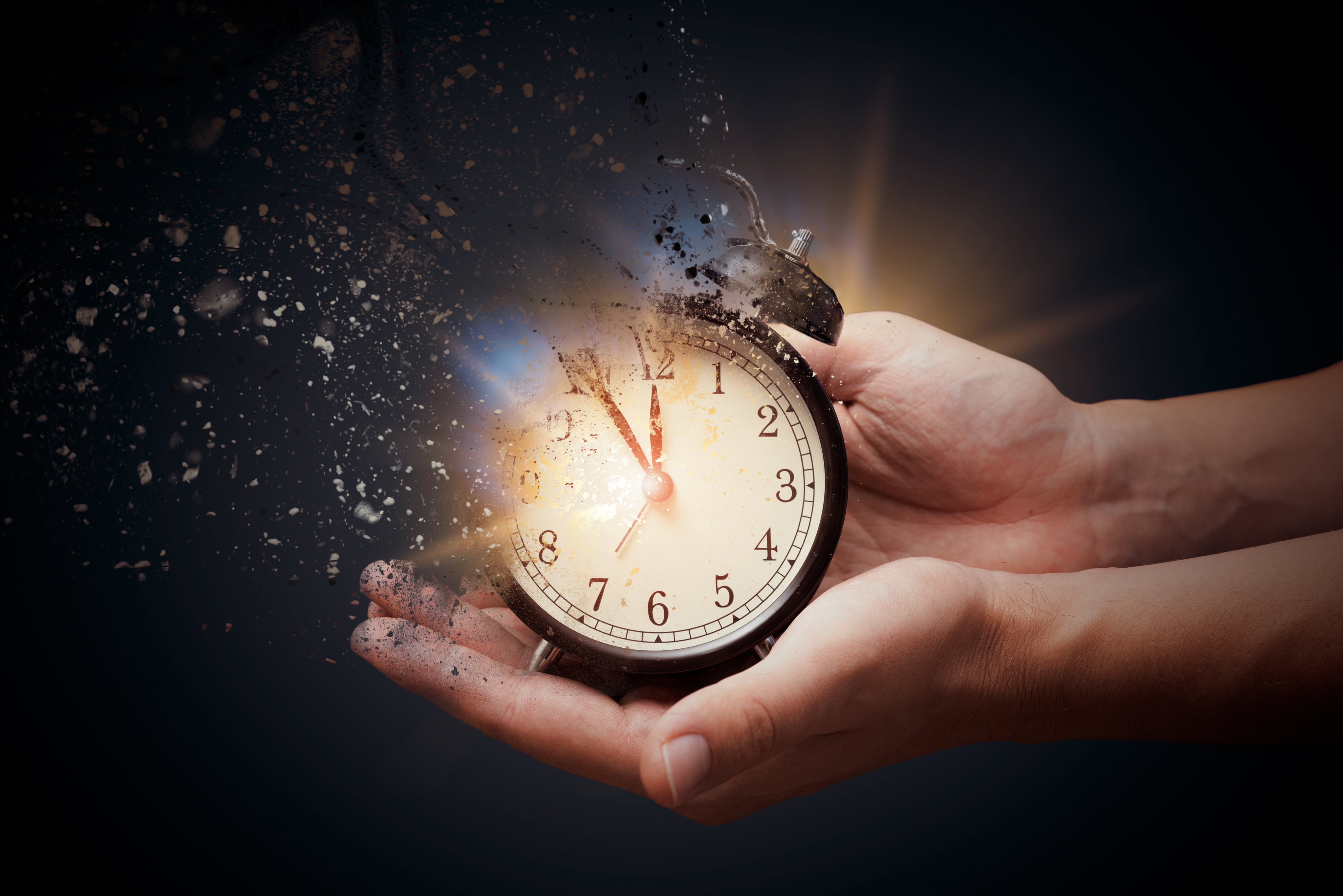 clock blowing away, symbolizing time passing by