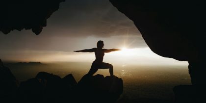exercising in a sunrise