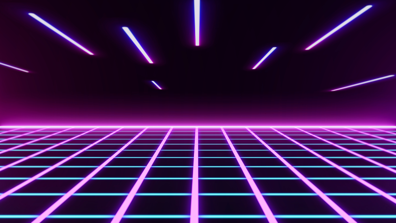 retro techy looking neon black and purple background