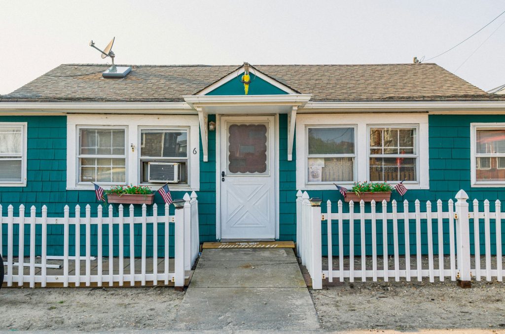 blue mobile home