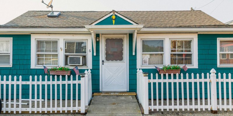 blue mobile home
