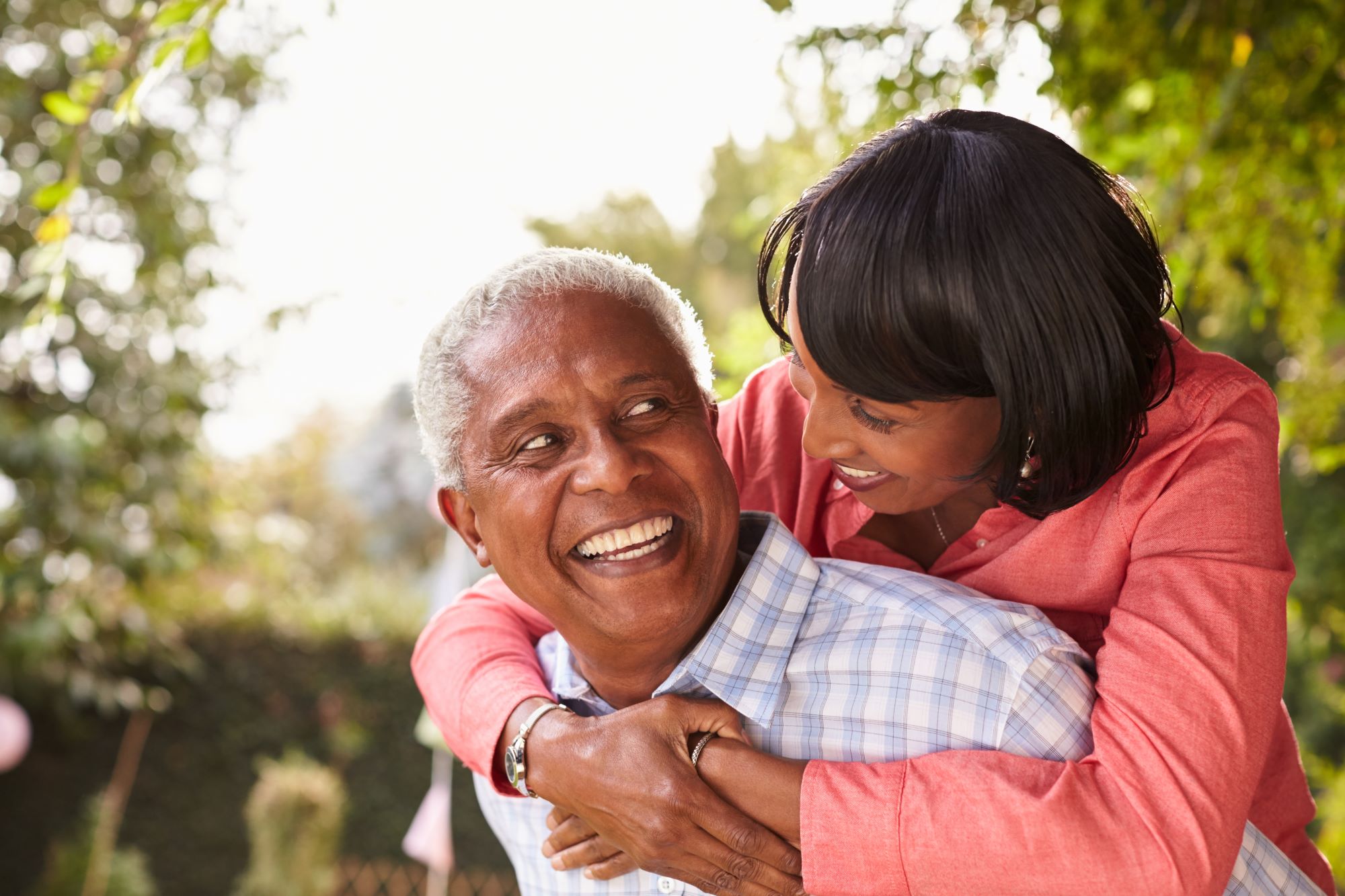 senior african american couple smiling