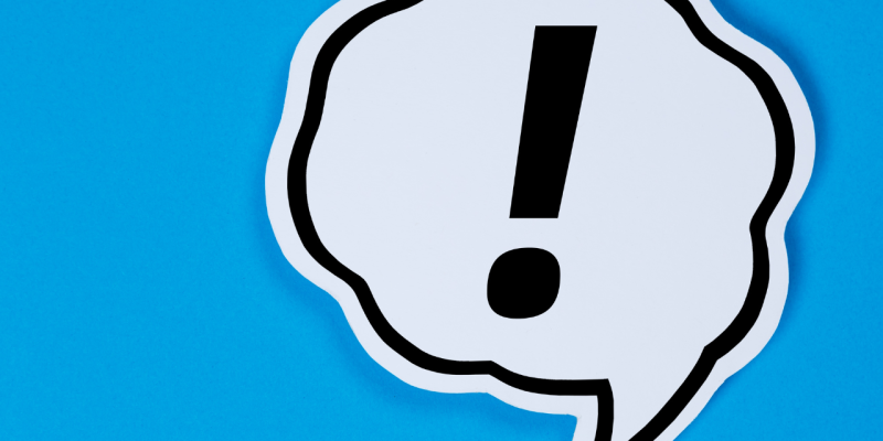 exclamation mark on blue background