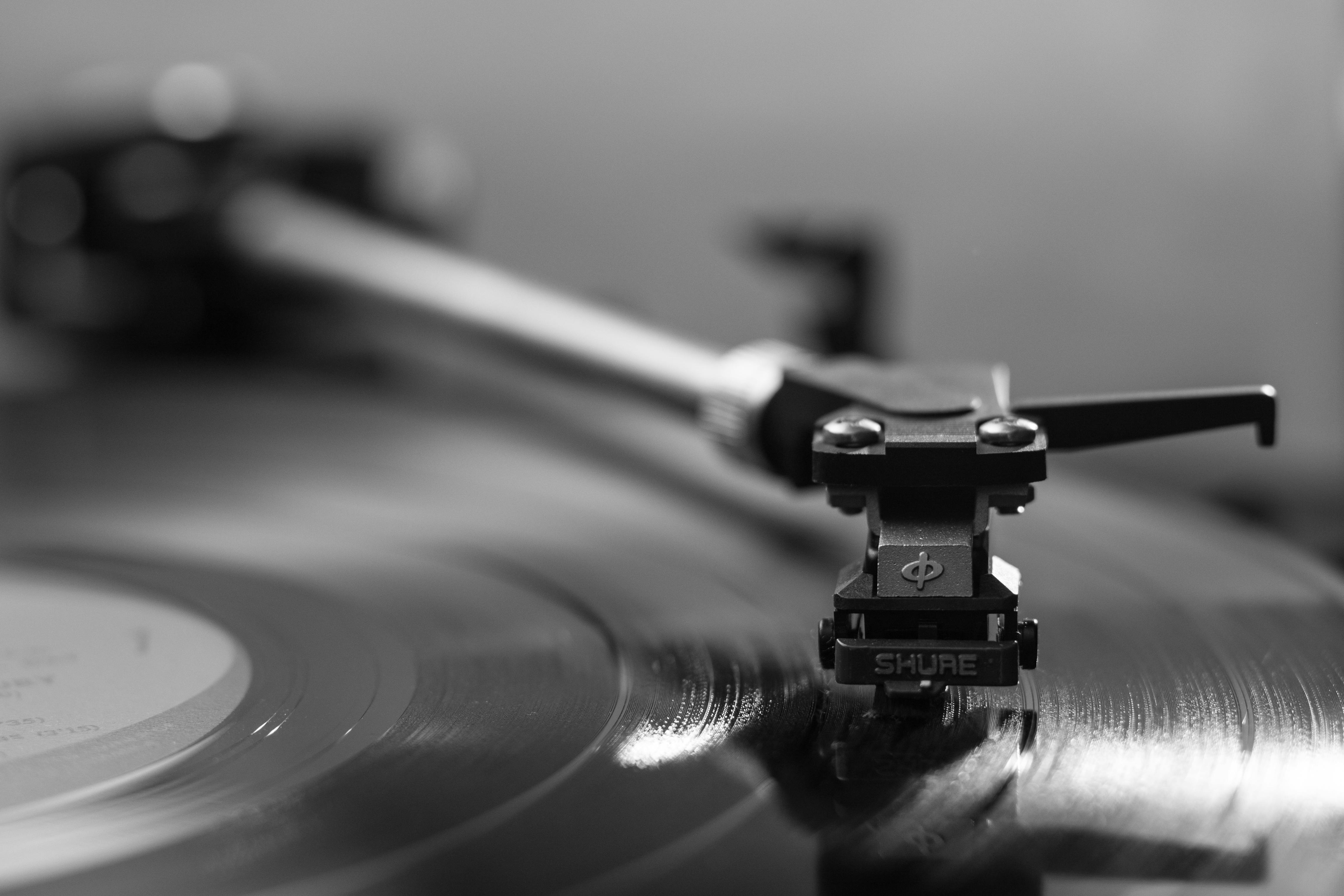 record player in black and white