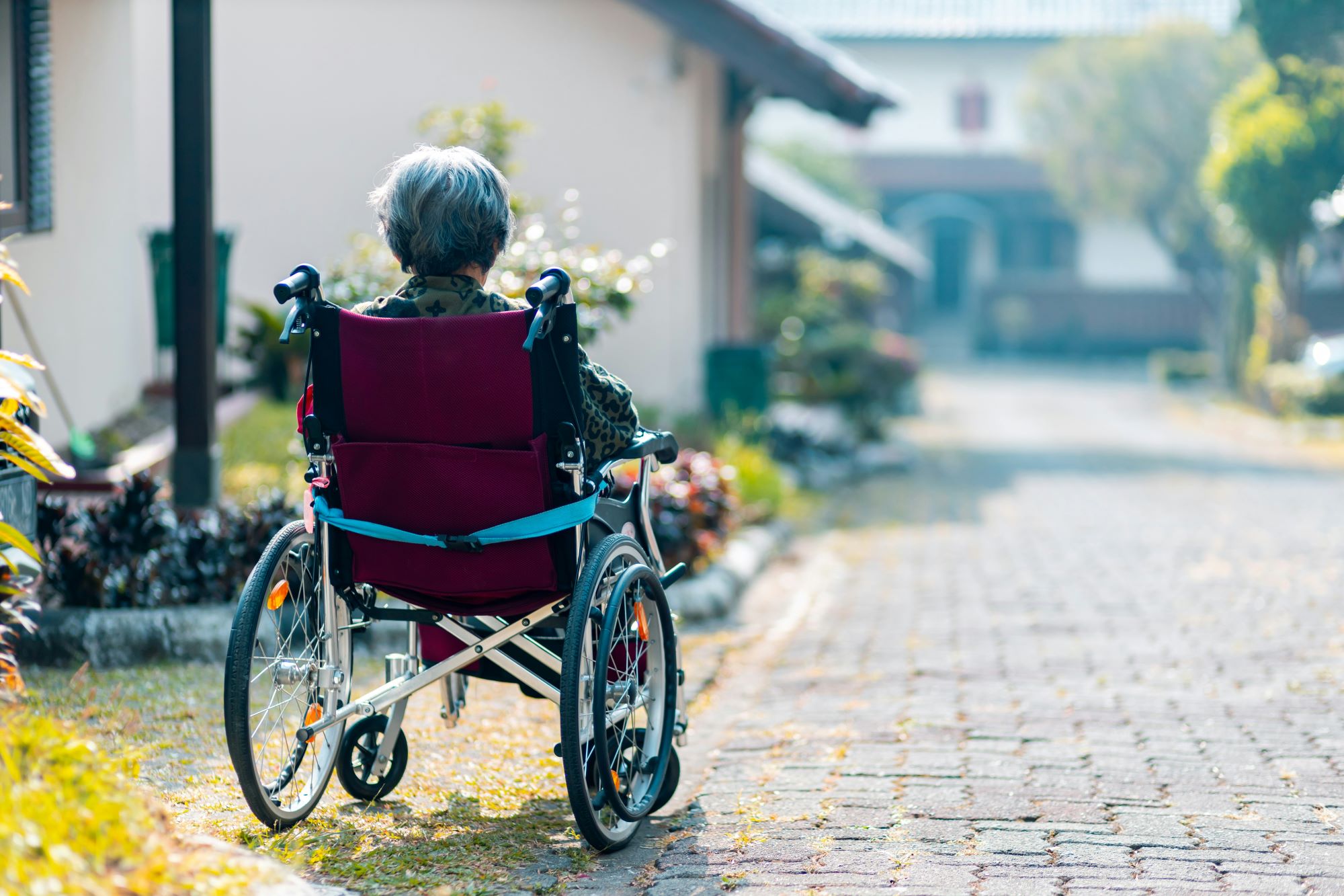 wheelchair cobblestone street