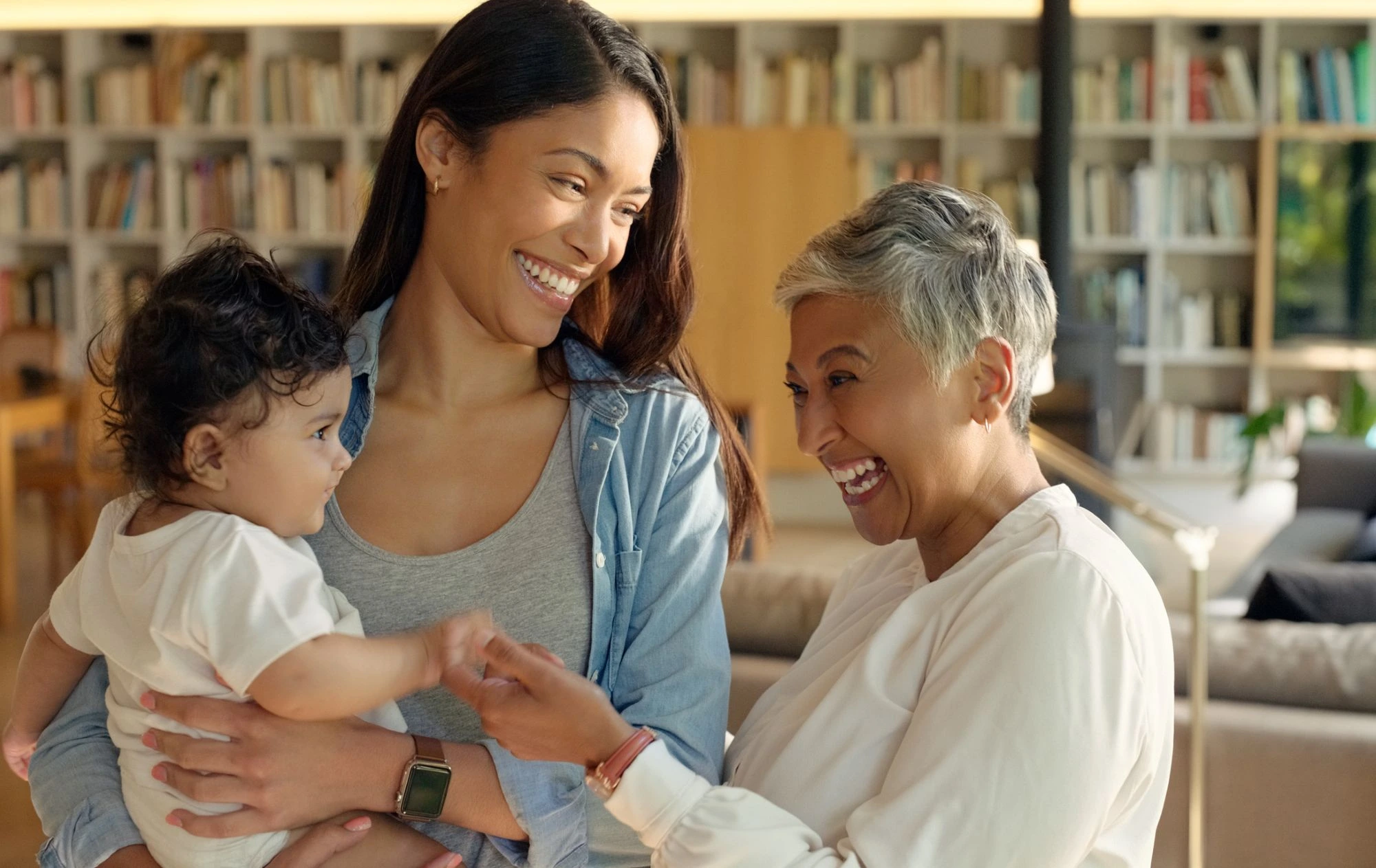 grandma making grandson laugh smile happy family