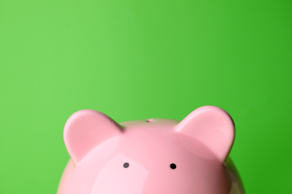 green background with a piggy bank