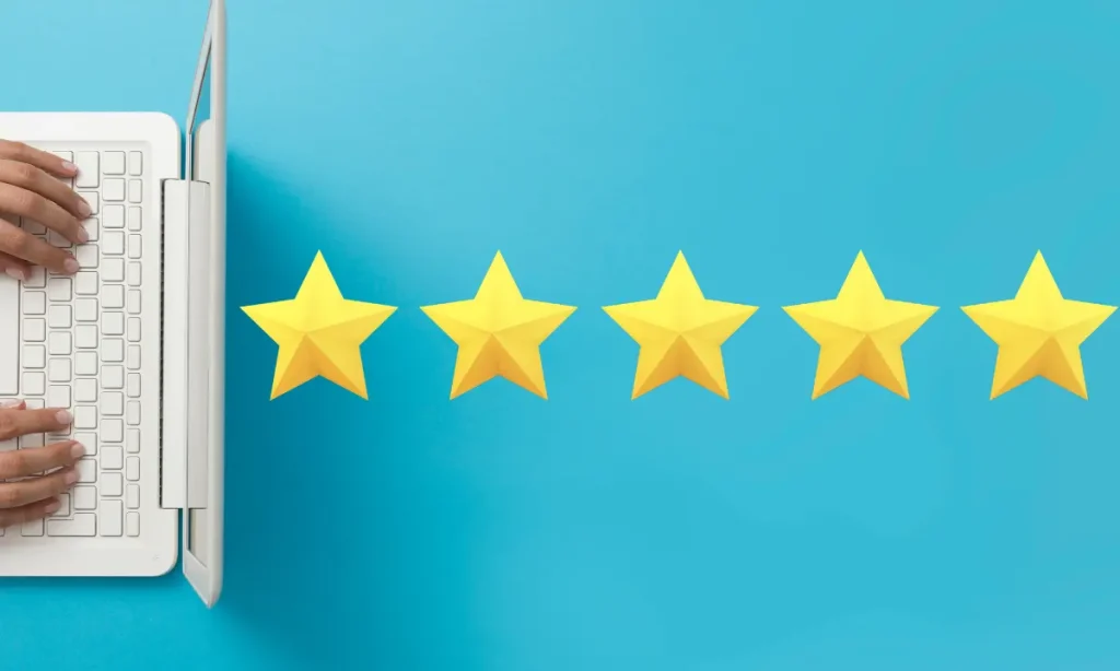 5 star websites, blue background