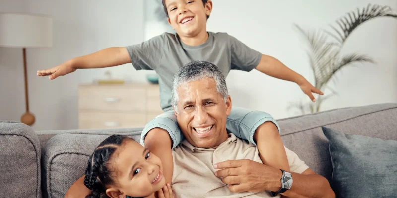grandpa with grandchildren