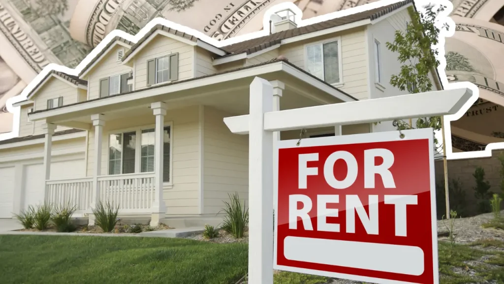 rental property on dollar bill background