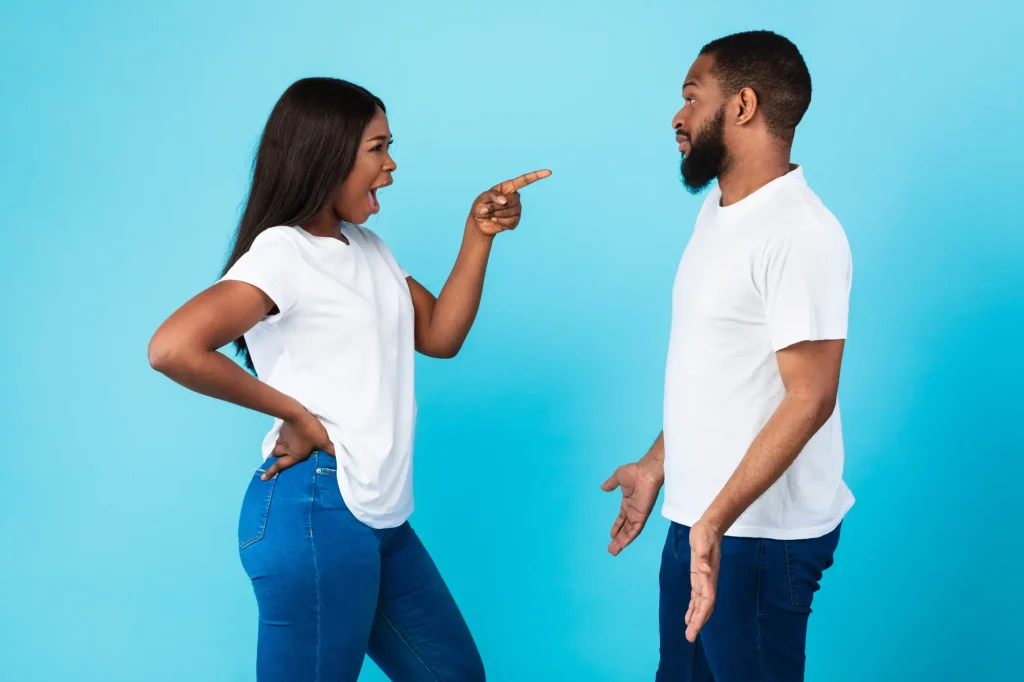 black couple fighting