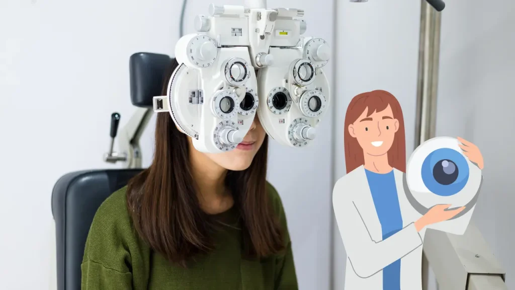 woman receiving an eye exam and treatment