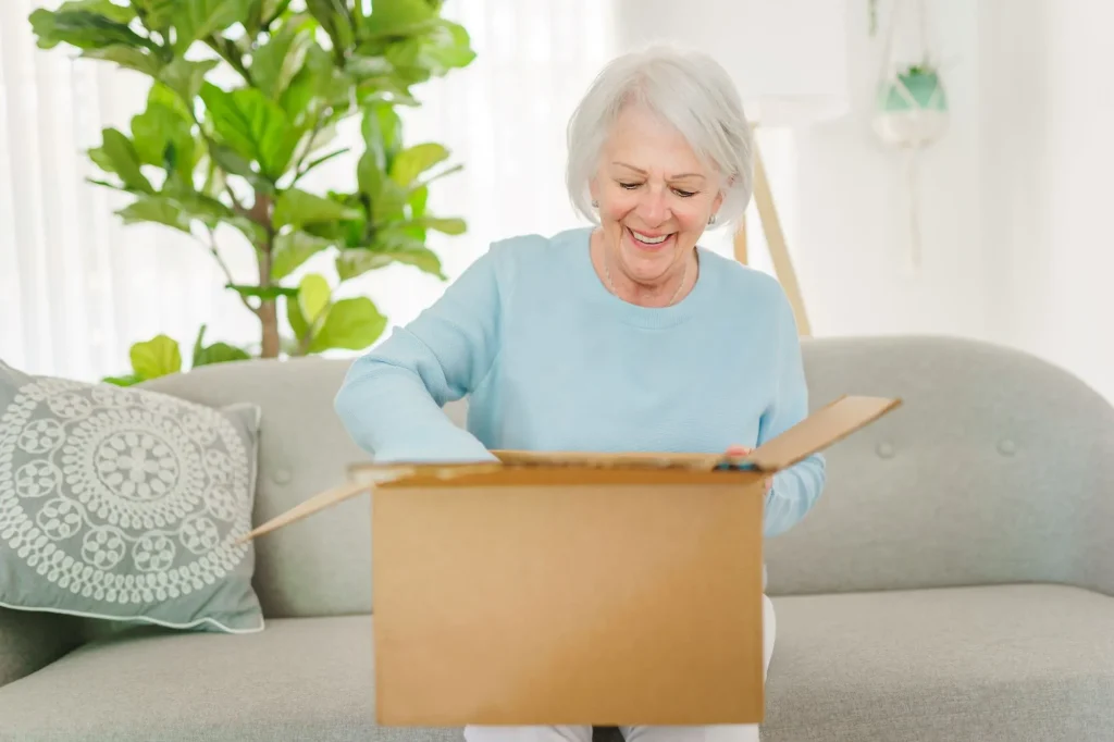 lady with a box