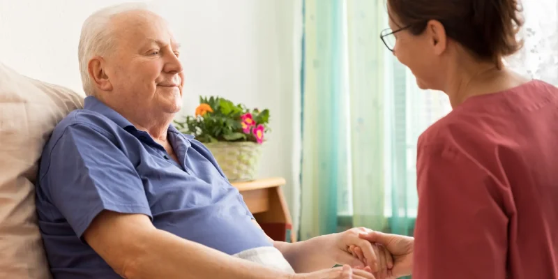 assisted living nurse and man