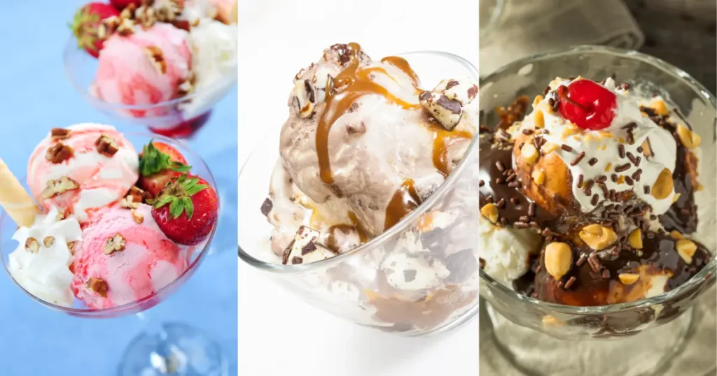 collage of ice cream sundaes