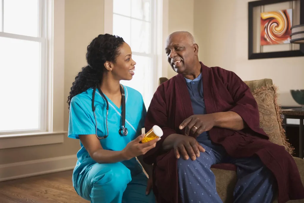 nurse with elderly patient