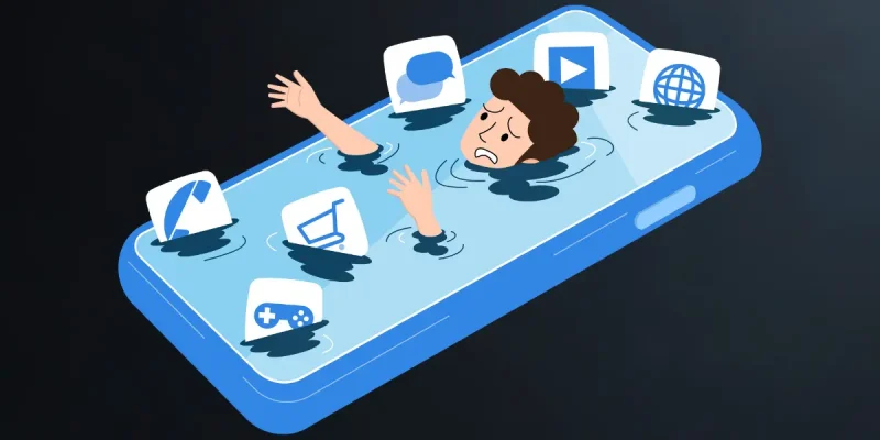 drowning in social media clipart