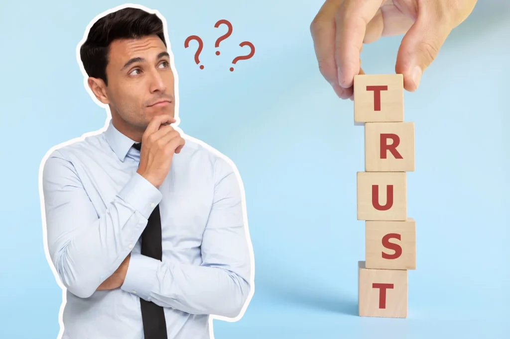man looking at trust thinking