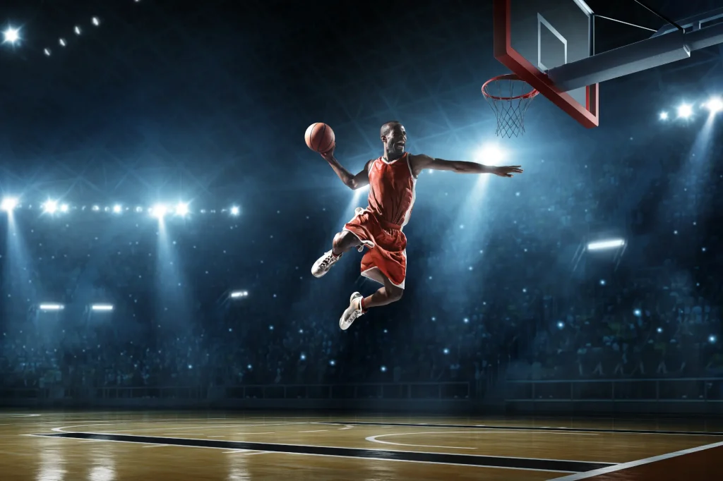 dunking in hoop