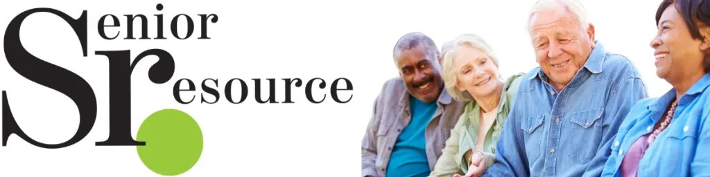 seniorresource.com header with happy seniors weighted on the right and sr logo on the left