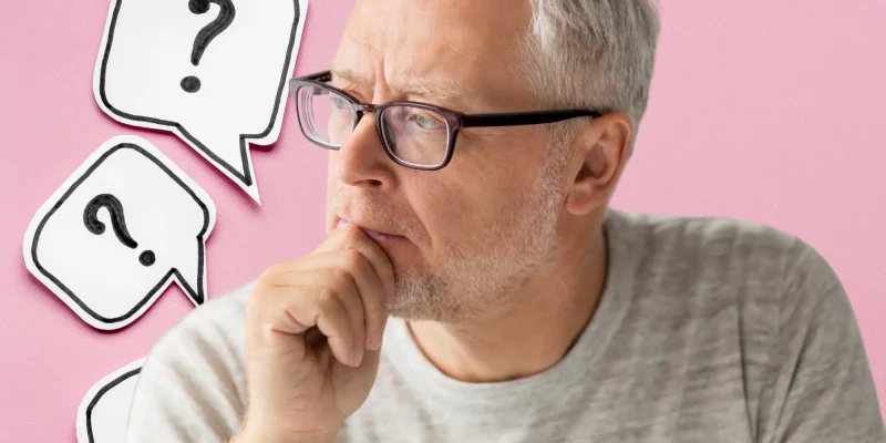 senior man asking questions