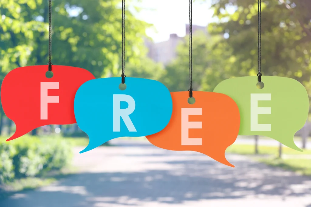 Free Places sign with outdoor in the background