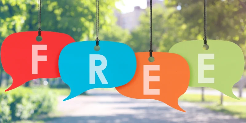 Free Places sign with outdoor in the background
