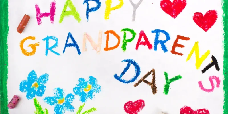 happy grandparents day written with oil crayons