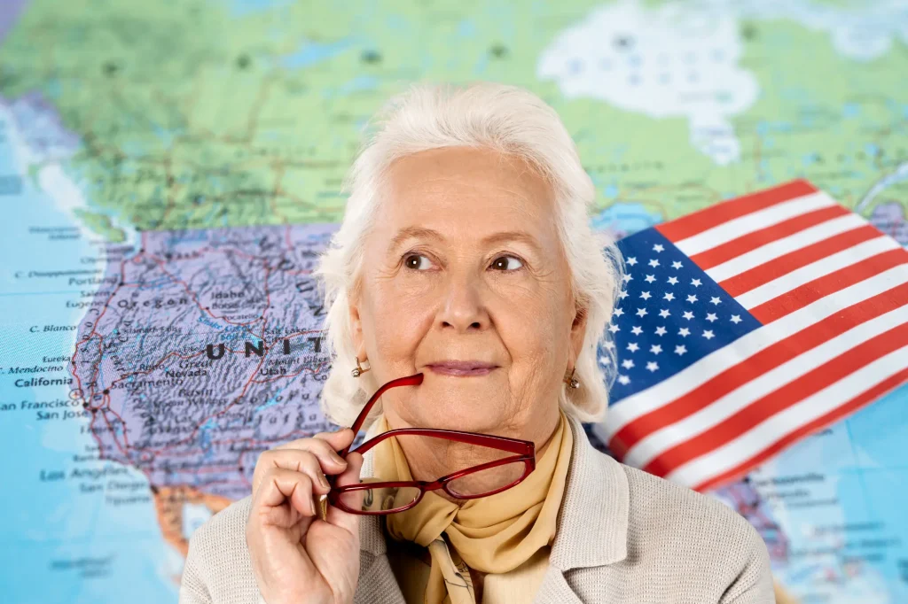 older lady thinking usa