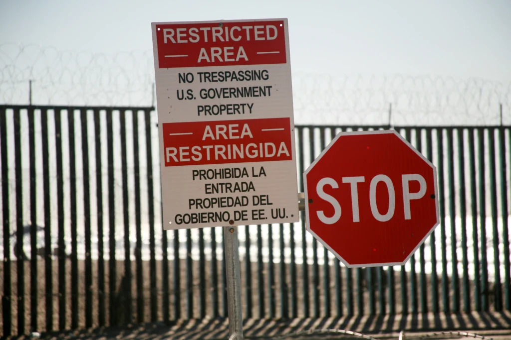 San Ysidro, California restricted area sign