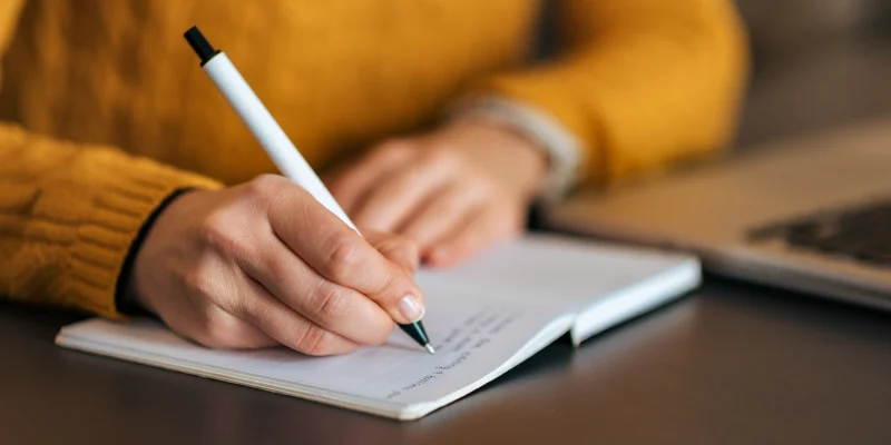 writing in a book