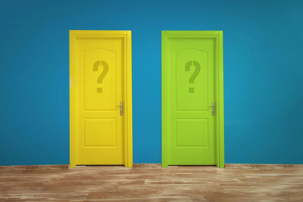 Choice concept with colorful doors