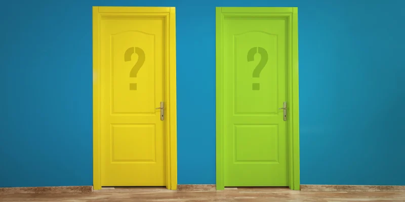 Choice concept with colorful doors