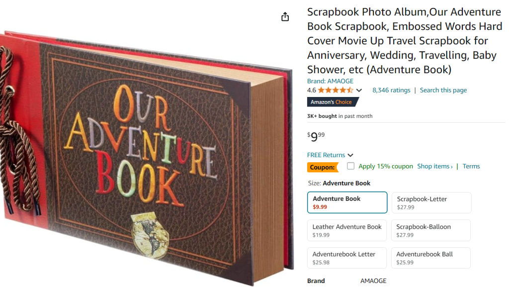 scrapbook photo album screenshot from Amazon