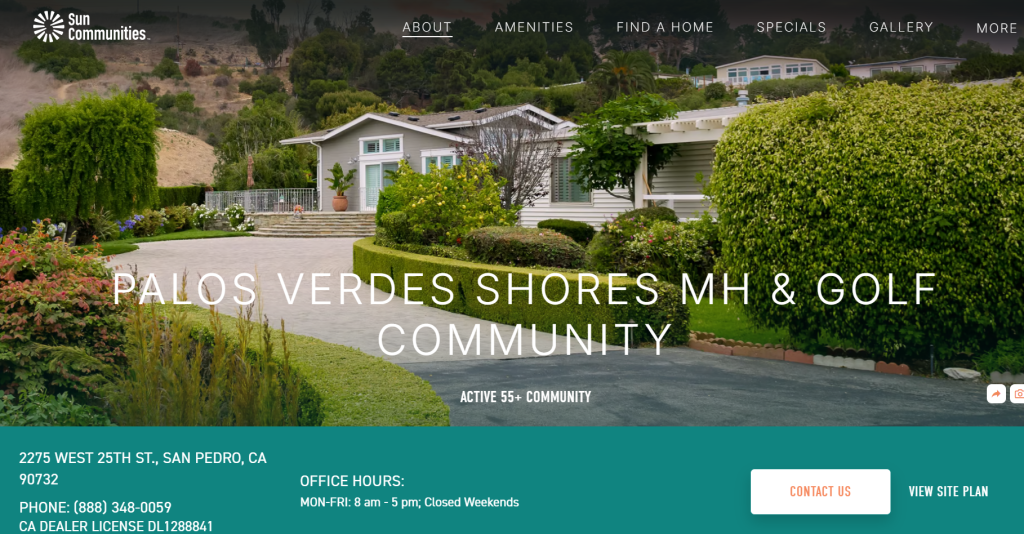 screenshot of Palos Verdes Shores MH & Golf Community website