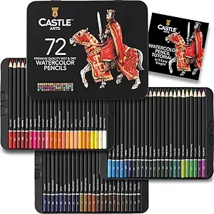 Castle Art Supplies 72 Watercolor Pencils Set screenshot from Amazon