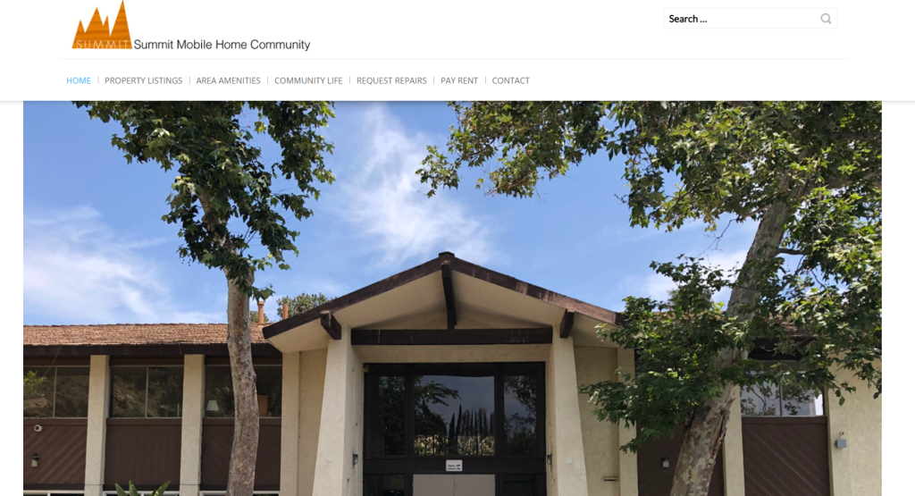 screenshot of The Summit Mobile Home Community website