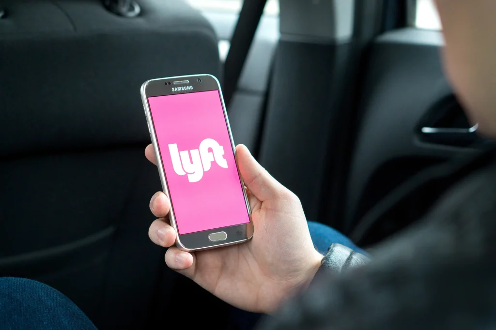 lyft rideshare on cell phone