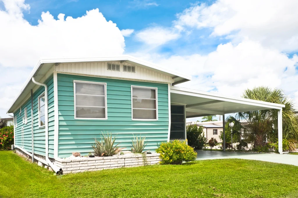 mint colored mobile home